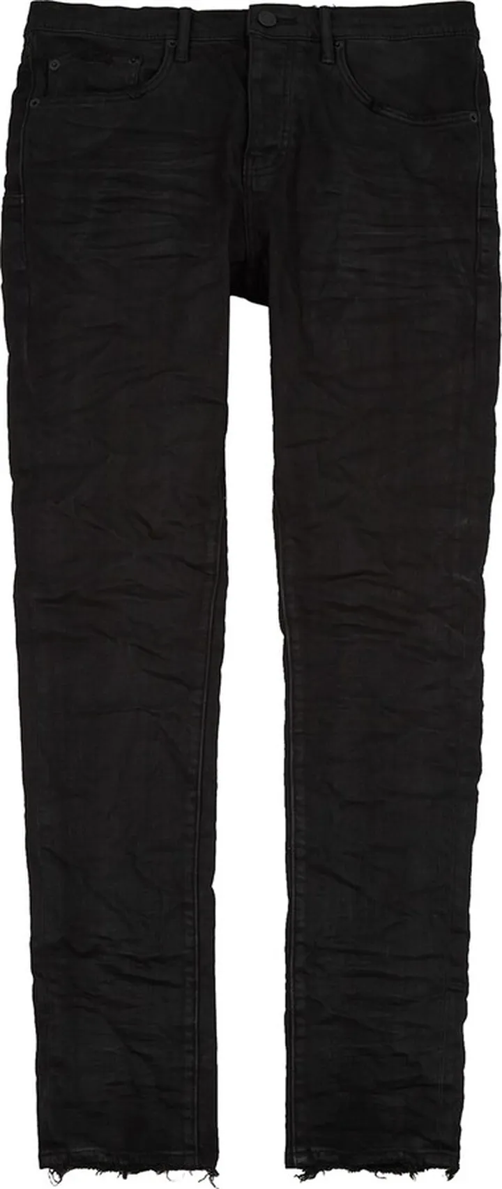 Purple Brand Black Distressed Coated Skinny Jeans