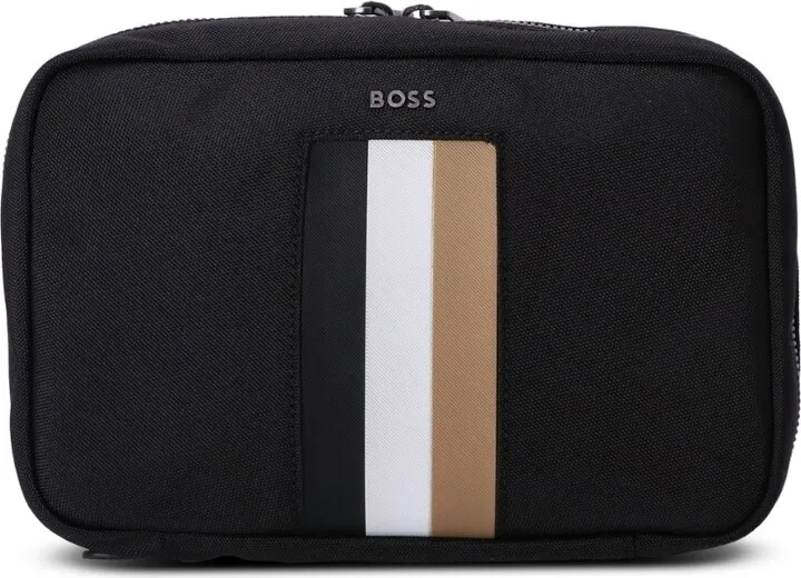 Logo-Lettering Signature-Stripe Wash Bag