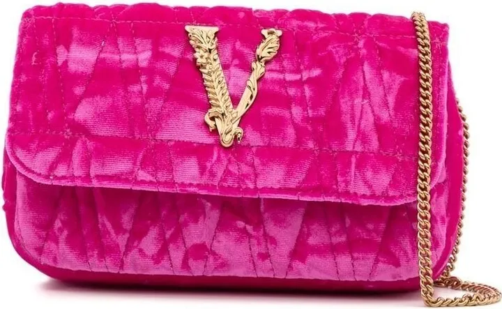 Pink Virtus Quilted Velvet Mini Bag