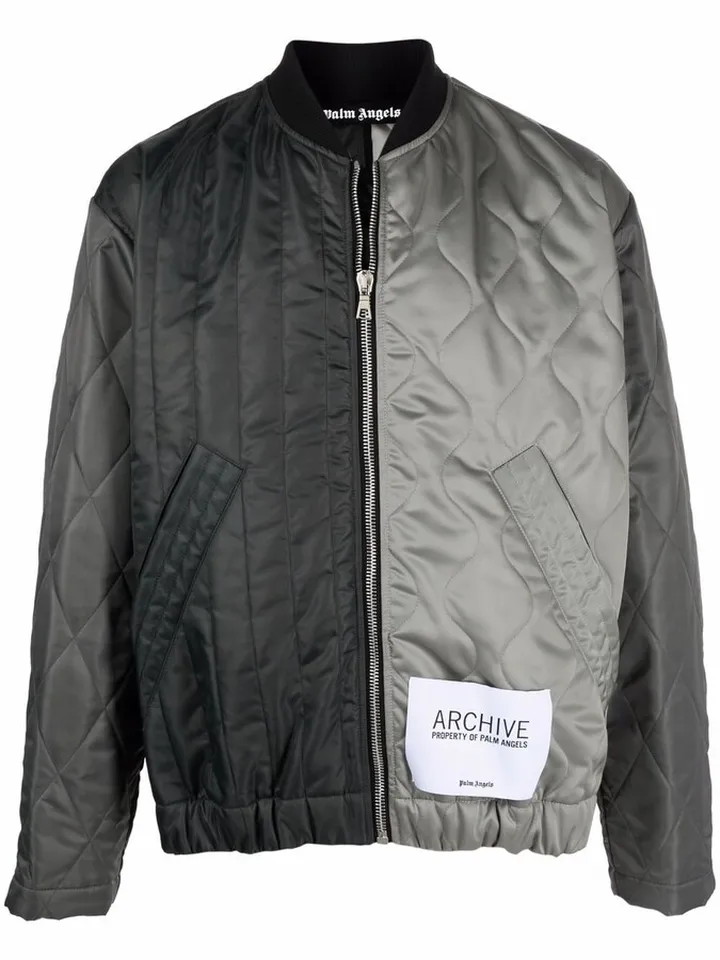 Logo-Print Panelled Bomber Jacket