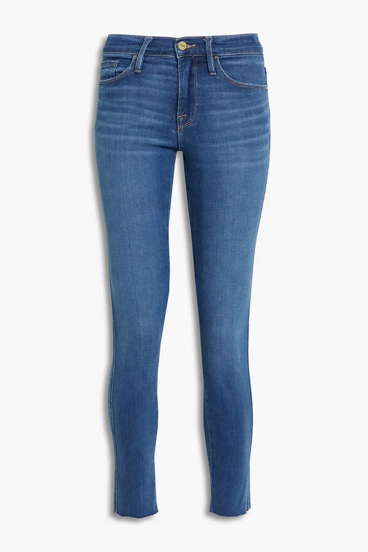 Le Skinny de Jeanne Crop frayed mid-rise skinny jeans