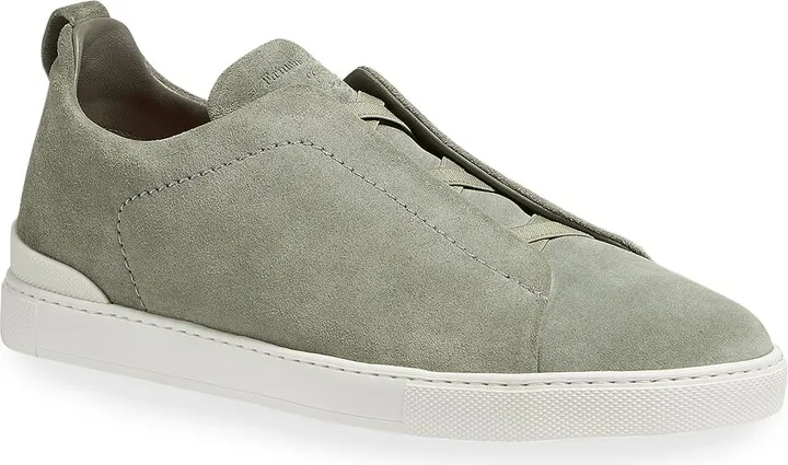 Men's Triple-Stitch Suede Slip-On Low-Top Sneakers