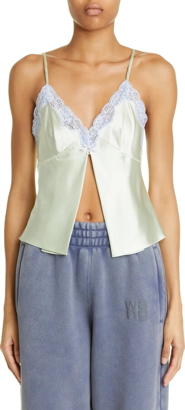 Lace Trim Silk Charmeuse Butterfly Camisole