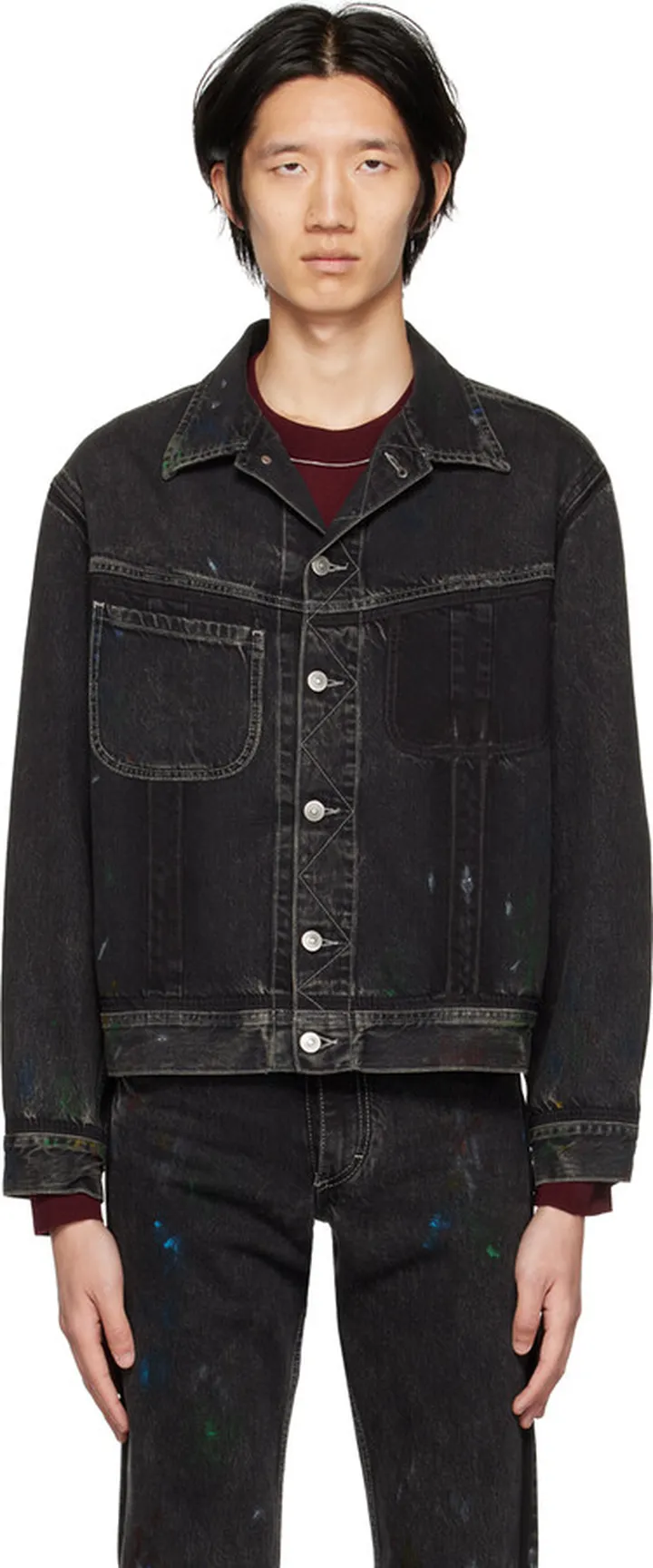 Maison Margiela Black Painted Denim Jacket