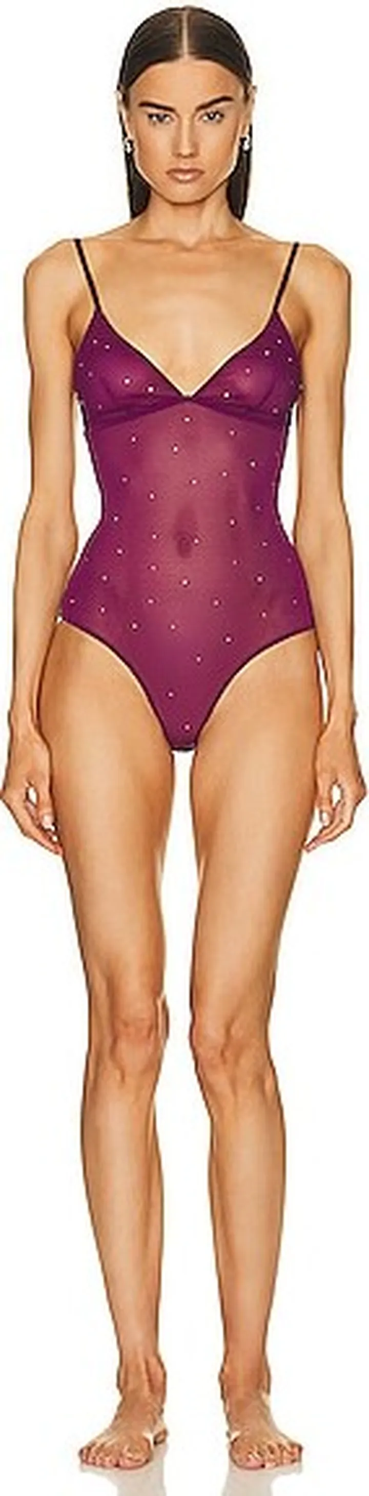 Stella McCartney Crystal Bodysuit in Burgundy