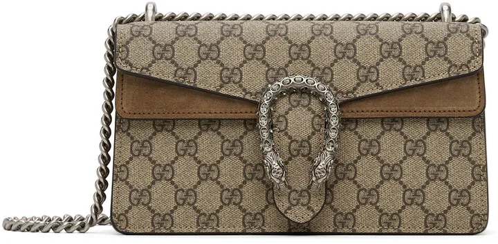 Gucci Beige Small GG Supreme Dionysus Flap Bag
