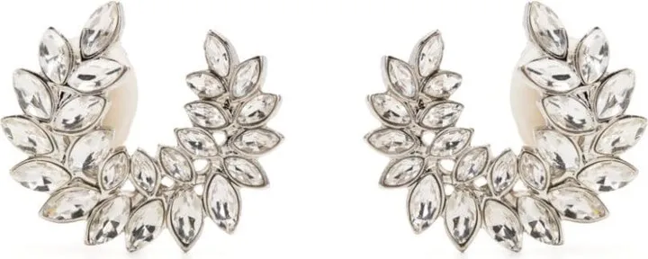 Leaf crystal-embellished earrings