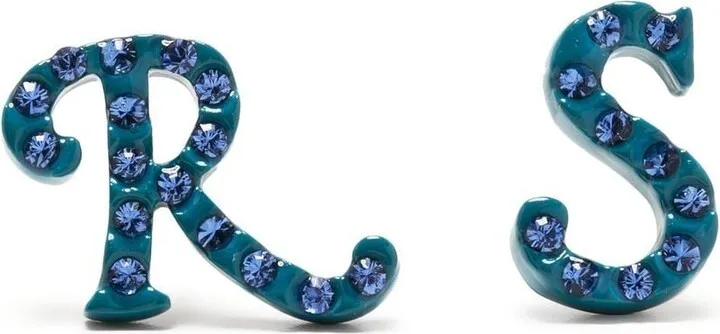 Logo-Lettering Rhinestone Stud Earrings