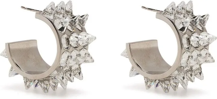 Silver-Tone Karma Spike Hoop Earrings