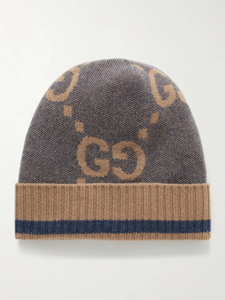 Logo-Jacquard Cashmere Beanie
