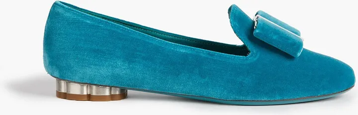 Sarno bow-embellished velvet loafers