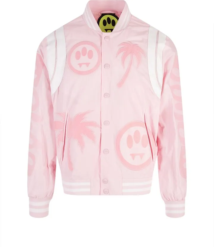 Pink Bomber Jacket With Tone On Tone Print