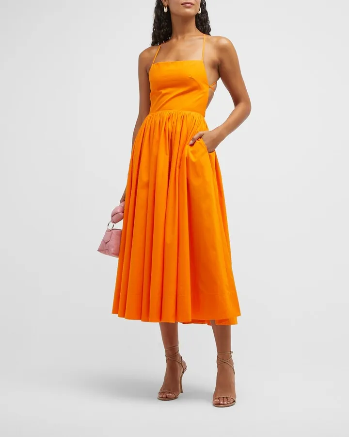 Ruched Strappy Midi Dress