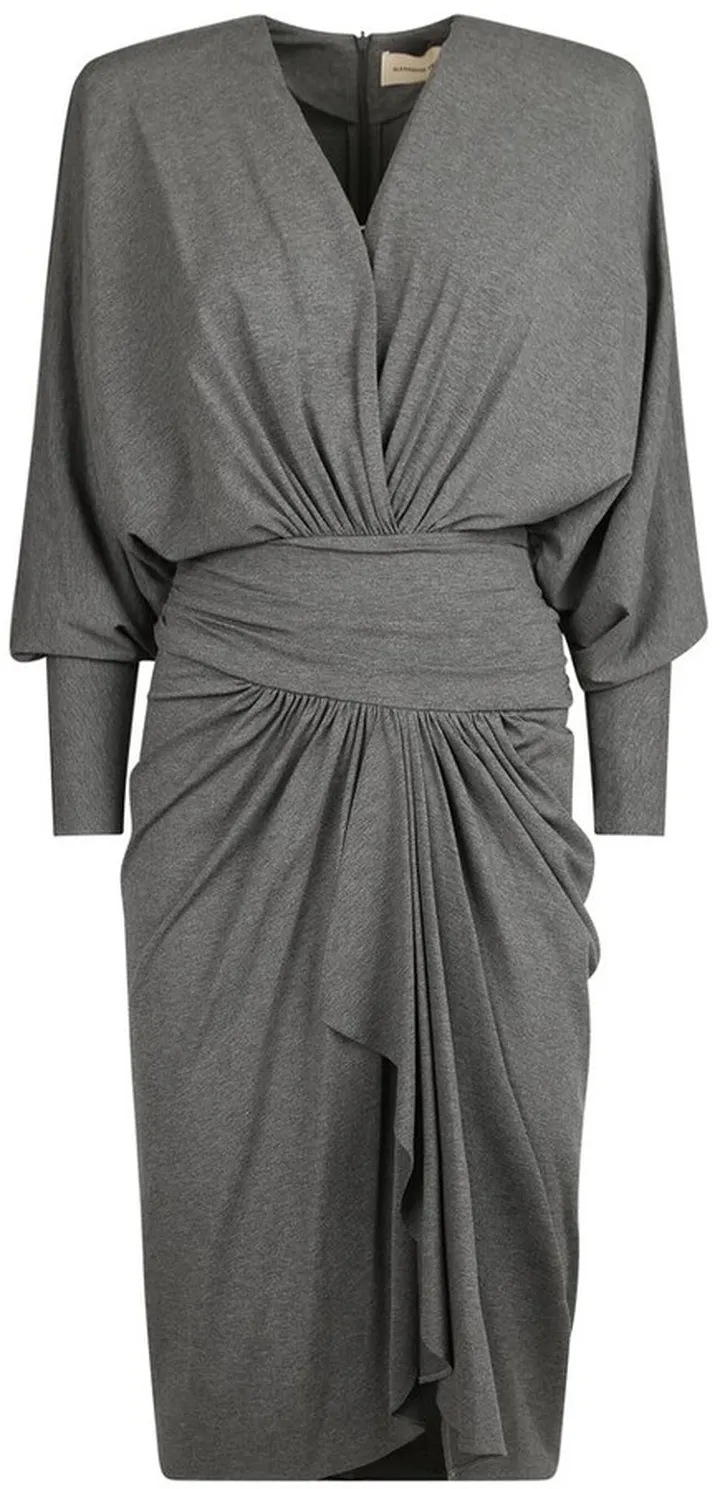 Alexandre Vauthier Draped V-Neck Midi Dress