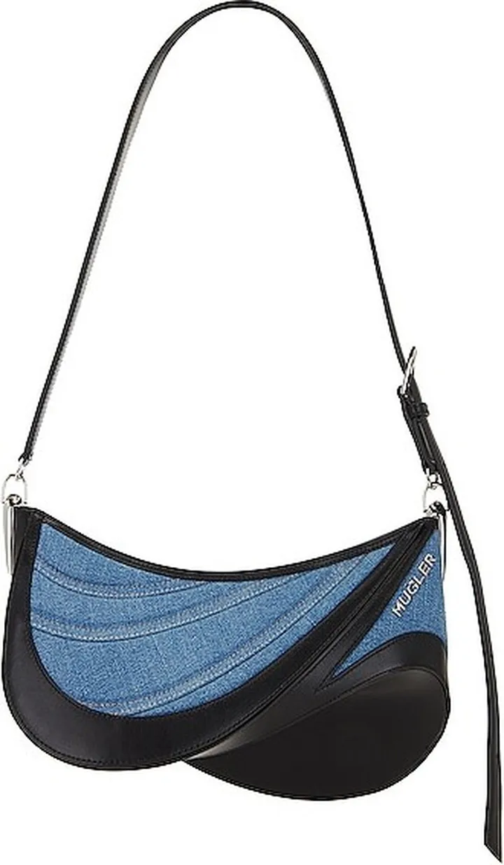 Mugler Spiral Denim Shoulder Bag in Blue