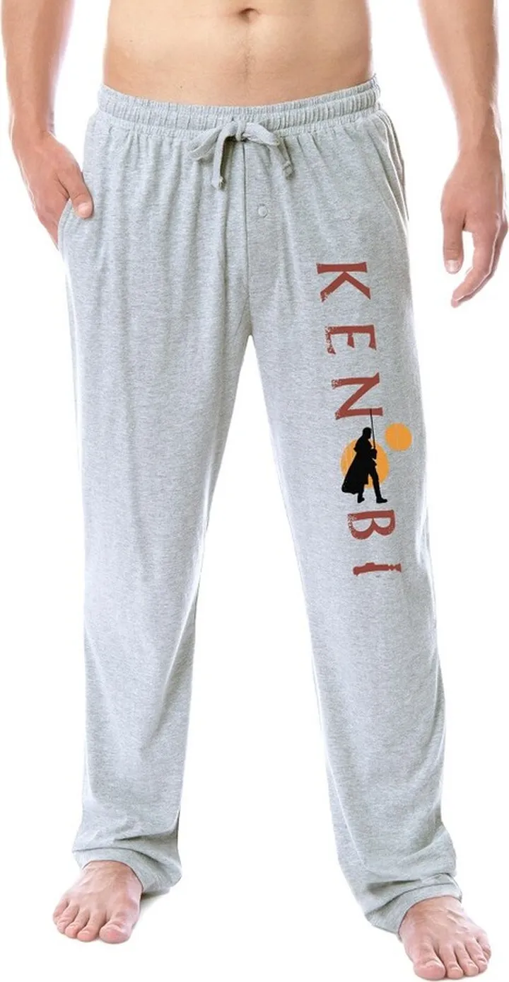 Star Wars Mens' Obi-Wan Kenobi Silhouette TV Series Sleep Pajama Pants (Large) Grey