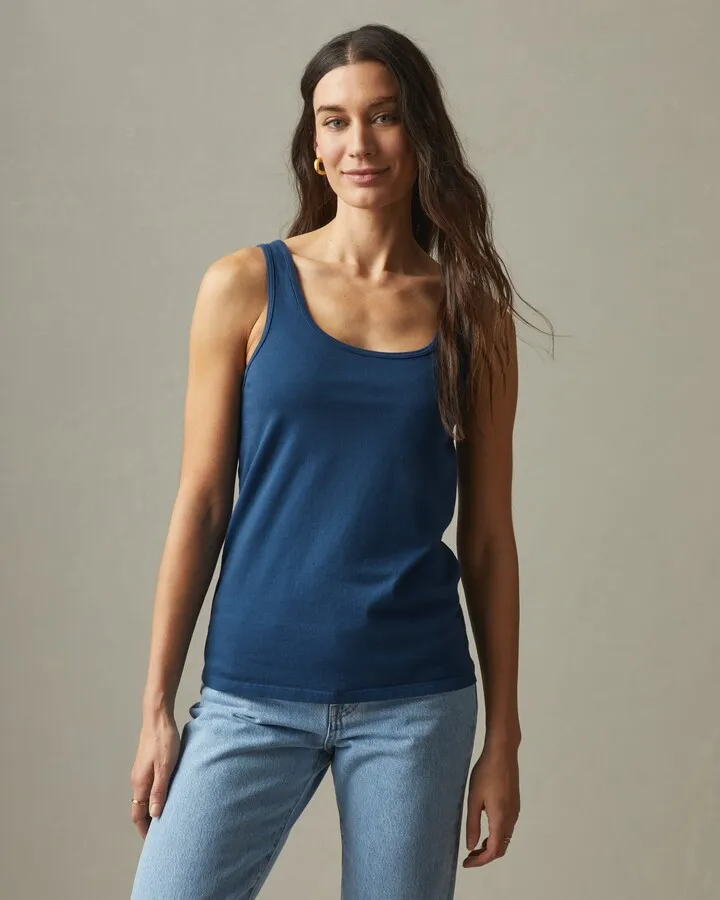 Classic Cotton Scoop Tank - Blue Storm