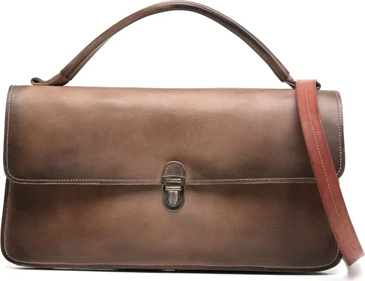 Tuck-Lock Fastening Leather Bag