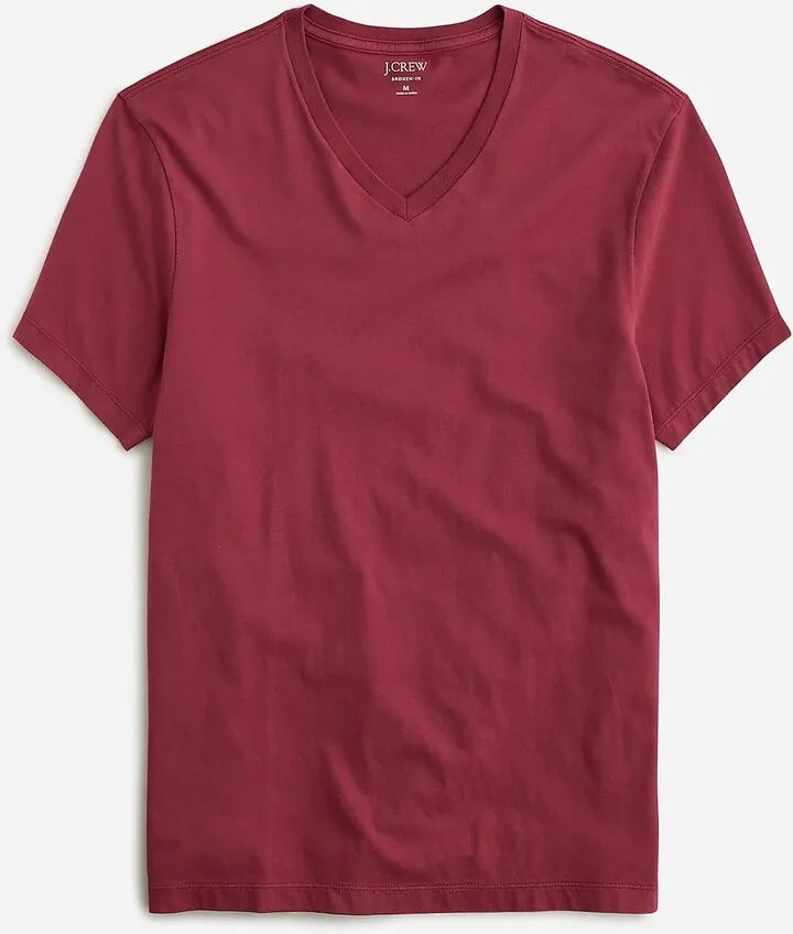 Broken-in short-sleeve V-neck T-shirt