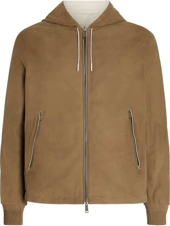 Nappa-Leather Hooded Jacket