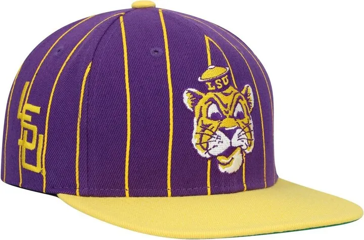 Men's Mitchell & Ness Purple Lsu Tigers Team Pinstripe Snapback Hat