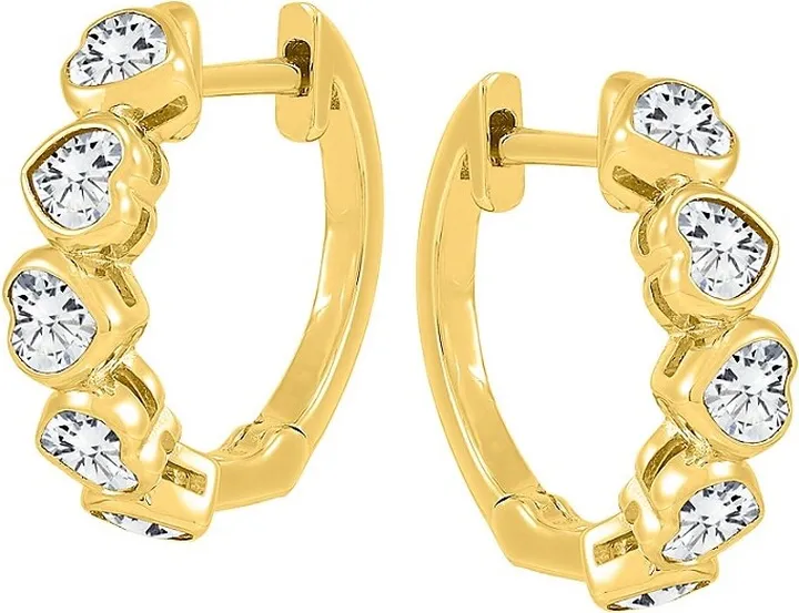 14K Yellow Gold & Created Sapphire Huggie Earrings