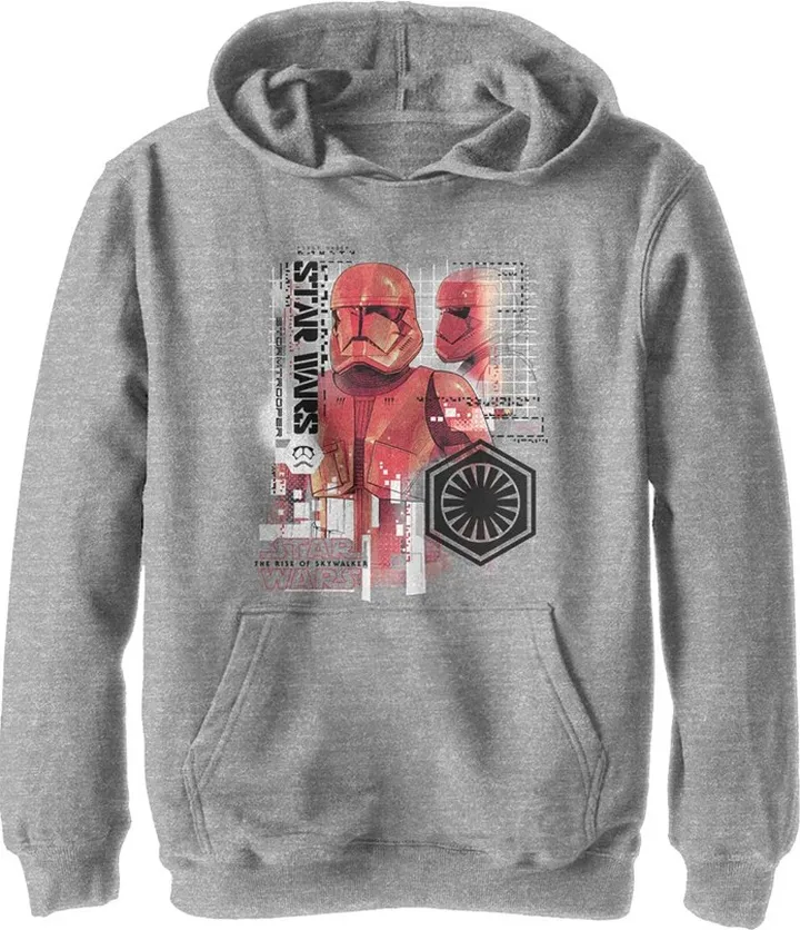 Boy's Star Wars: The Rise of Skywalker Sith Trooper Schematic Villain Pull Over Hoodie - Athletic Heather - Small