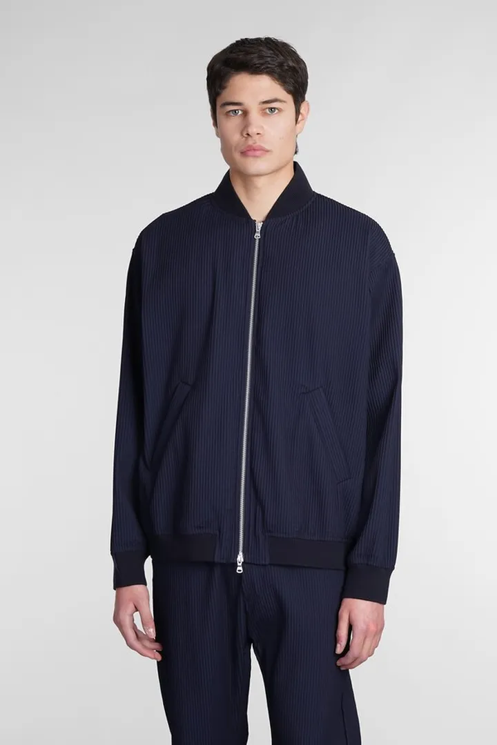 Tofolo Bomber In Blue Wool