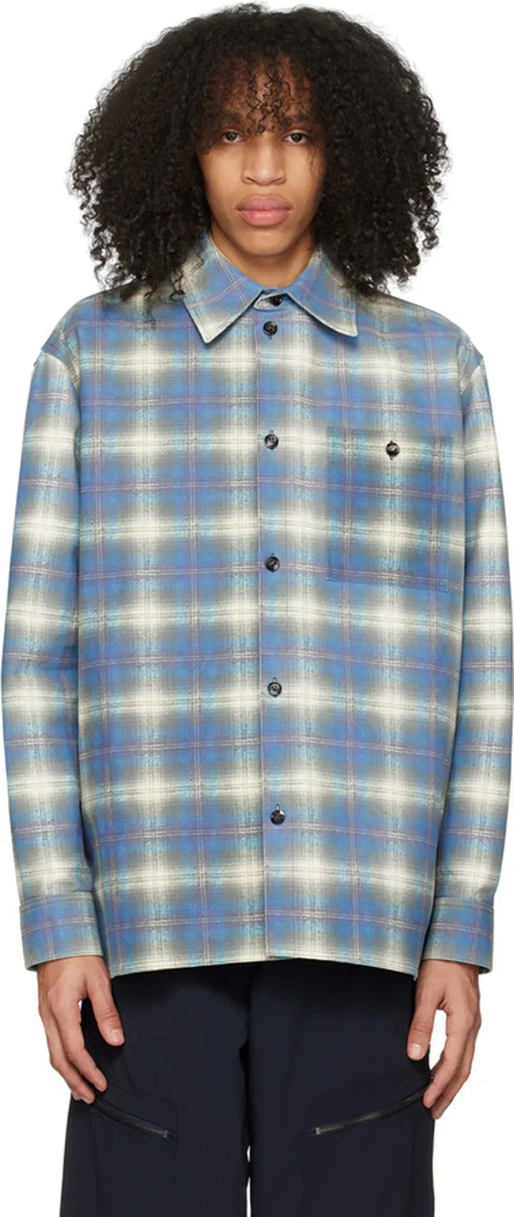Bottega Veneta Blue Printed Leather Jacket