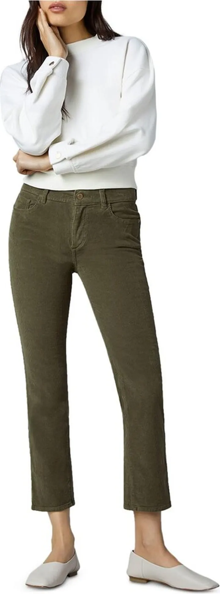 Mara Womens Ankle Corduroy Straight Leg Pants