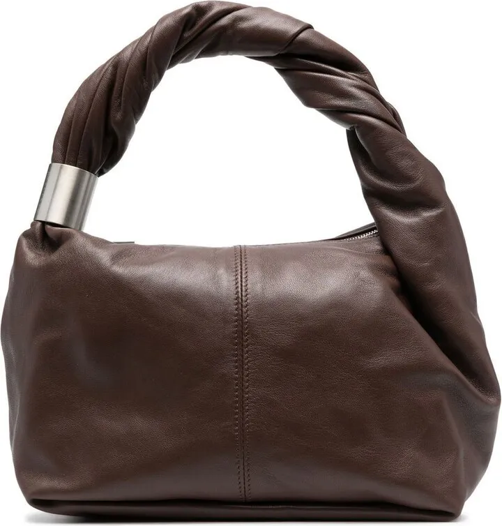 Twisted-Handle Leather Tote Bag