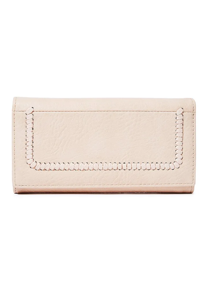 Thread Detail Clutch Beige