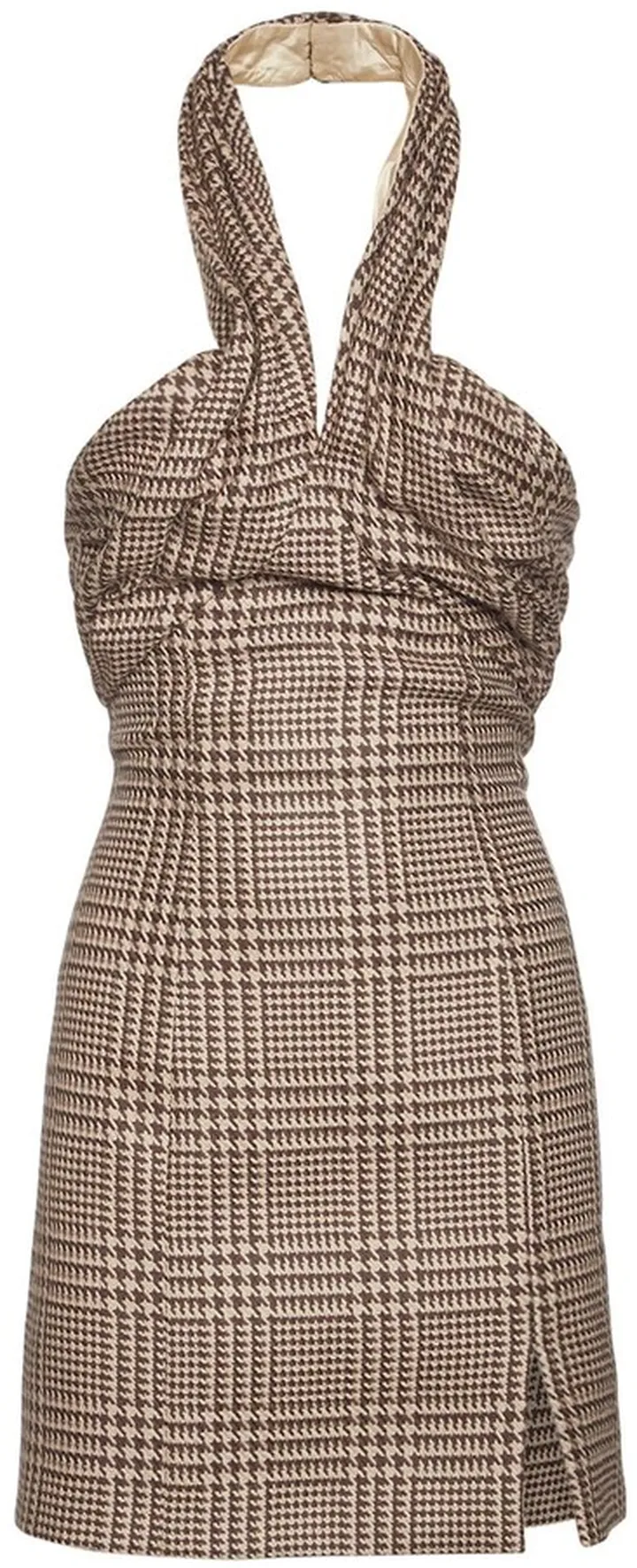 Prince of Wales wool halter neck dress