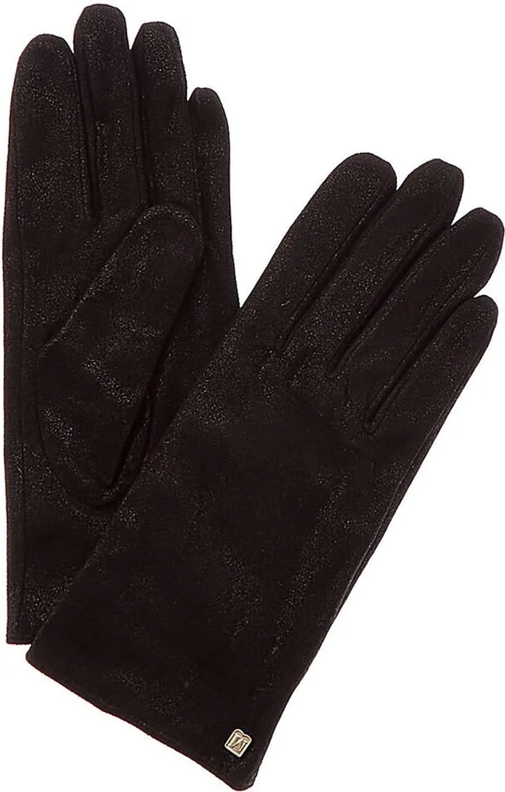 Bruno Magli Cashmere-Lined Metallic Suede Gloves
