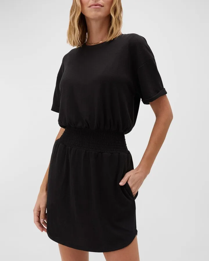 Smocked Shirttail Mini Dress