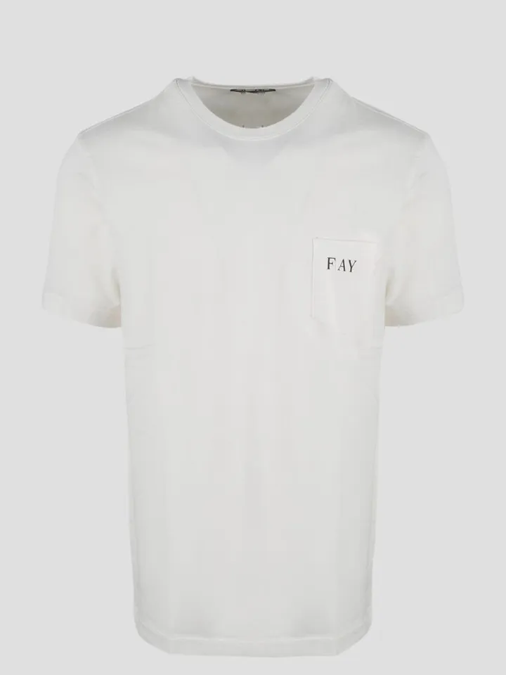 Fay T-shirt in frosted effect cotton jersey with logoed pocket on the chest.