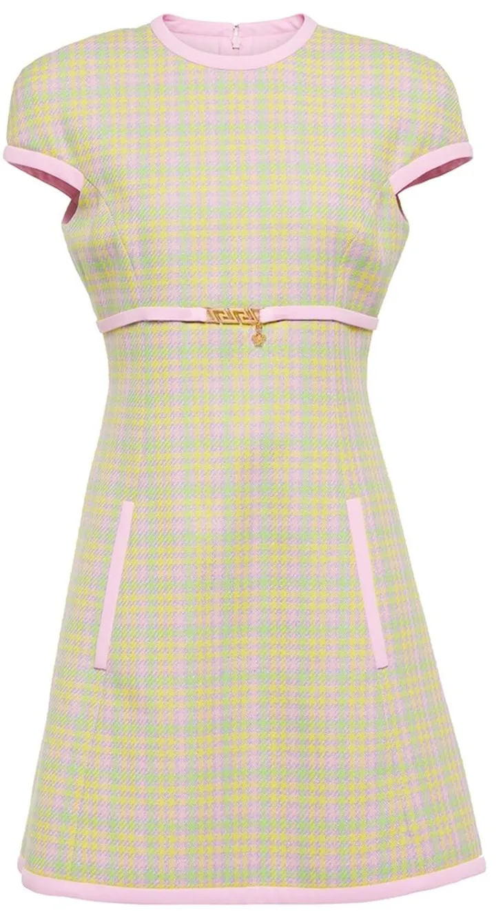 Greca checked tweed minidress