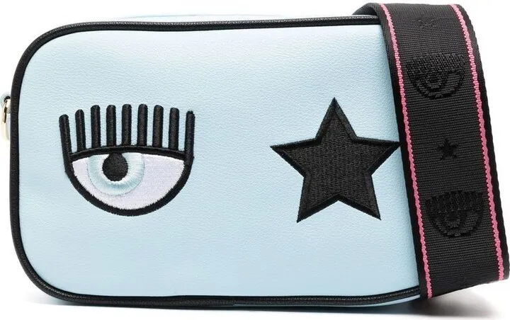 embroidered Eye-motif shoulder bag