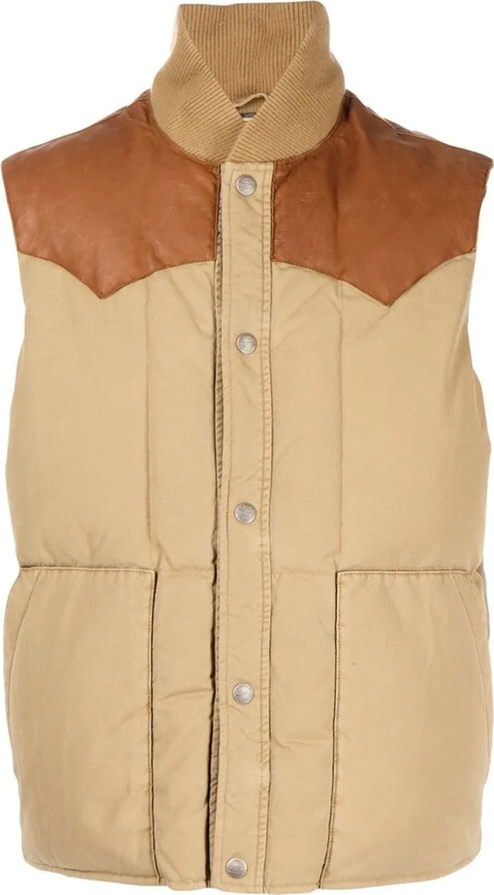 Leather-Yoke Down waistcoat