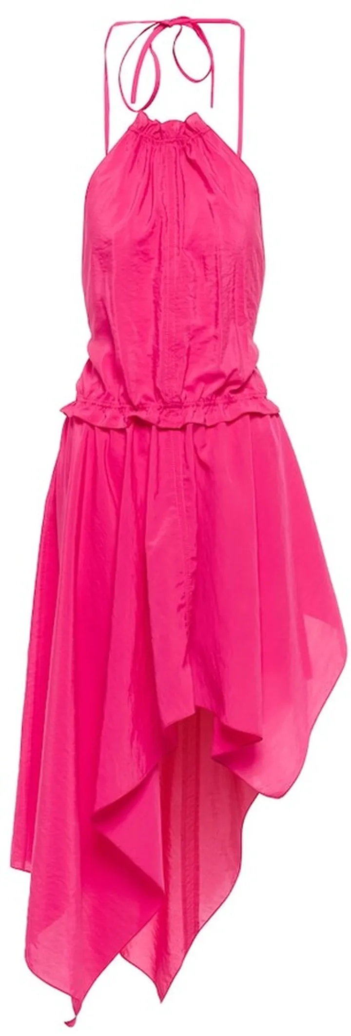 Asymmetric halterneck midi dress