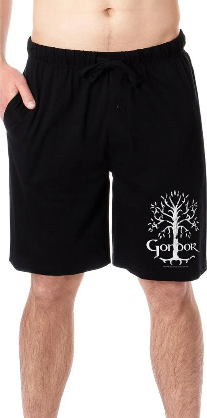 The Lord Of The Rings Mens' Gondor White Tree Sleep Pajama Shorts (Medium) Black