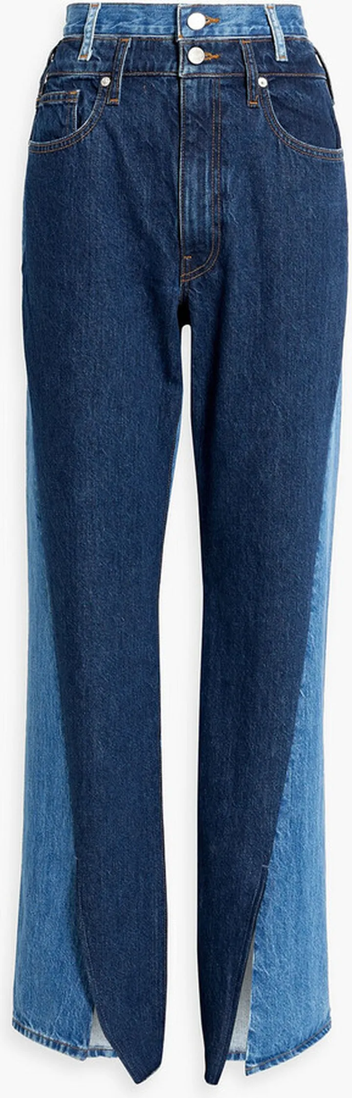 Two-tone high-rise bootcut jeans