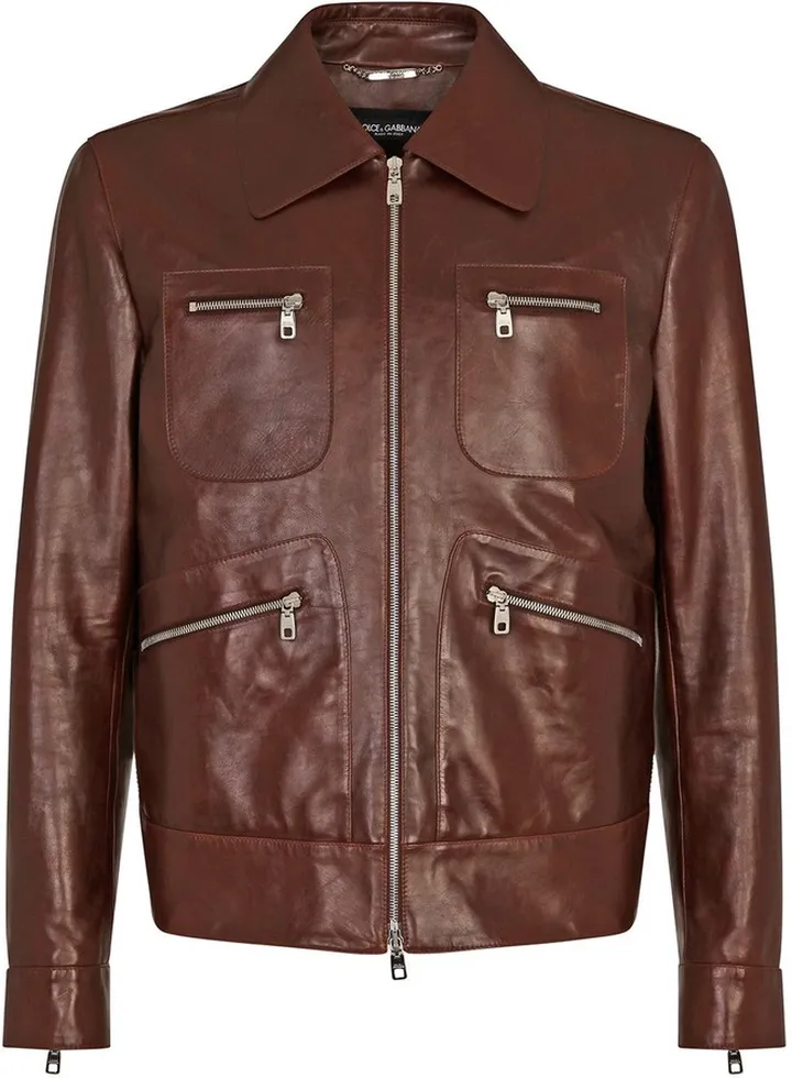 Multi-Pocket Leather Jacket