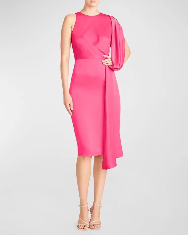 Nicole Sleeveless Draped Bodycon Midi Dress