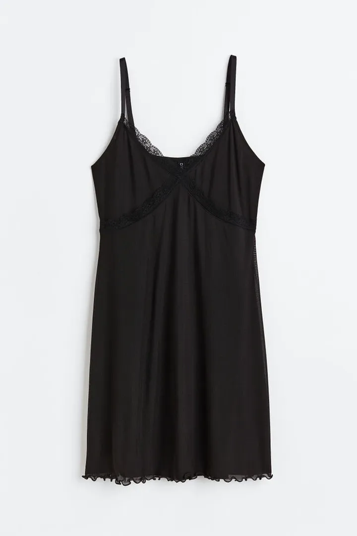Lace-trimmed Mesh Dress