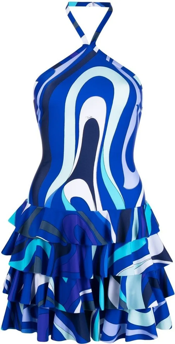 Marmo-print halterneck minidress