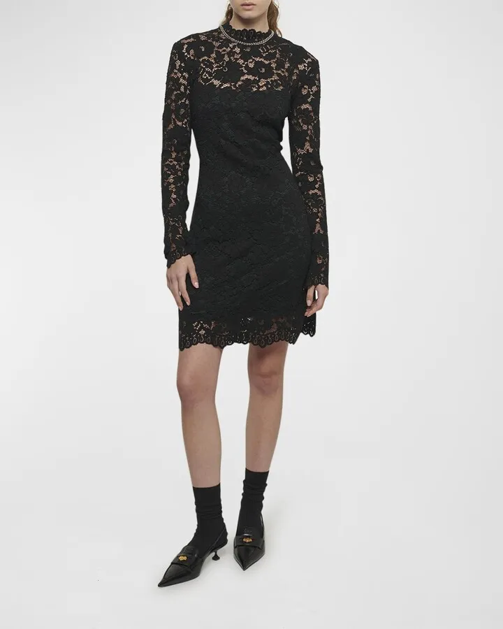 Britney Lace Mock-Neck Mini Dress