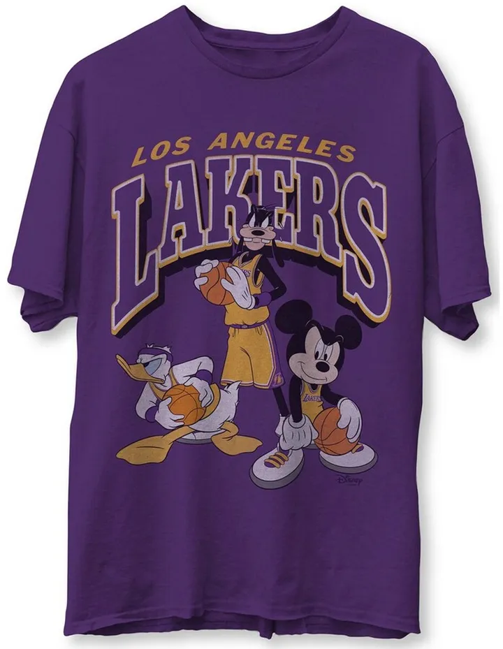 Men's Purple Los Angeles Lakers Disney Mickey Squad T-shirt