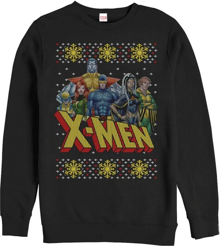 Men's Marvel Ugly Christmas X-Men Group Sweatshirt - Black - X Large