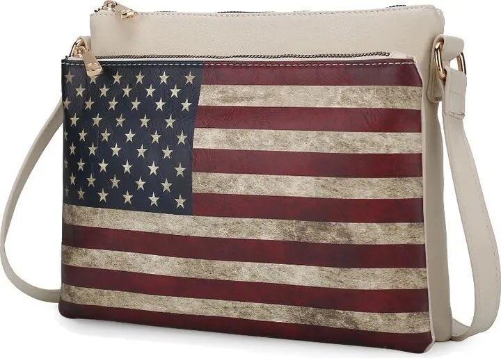 Madeline Printed Flag Vegan Leather Women’s Crossbody Bag